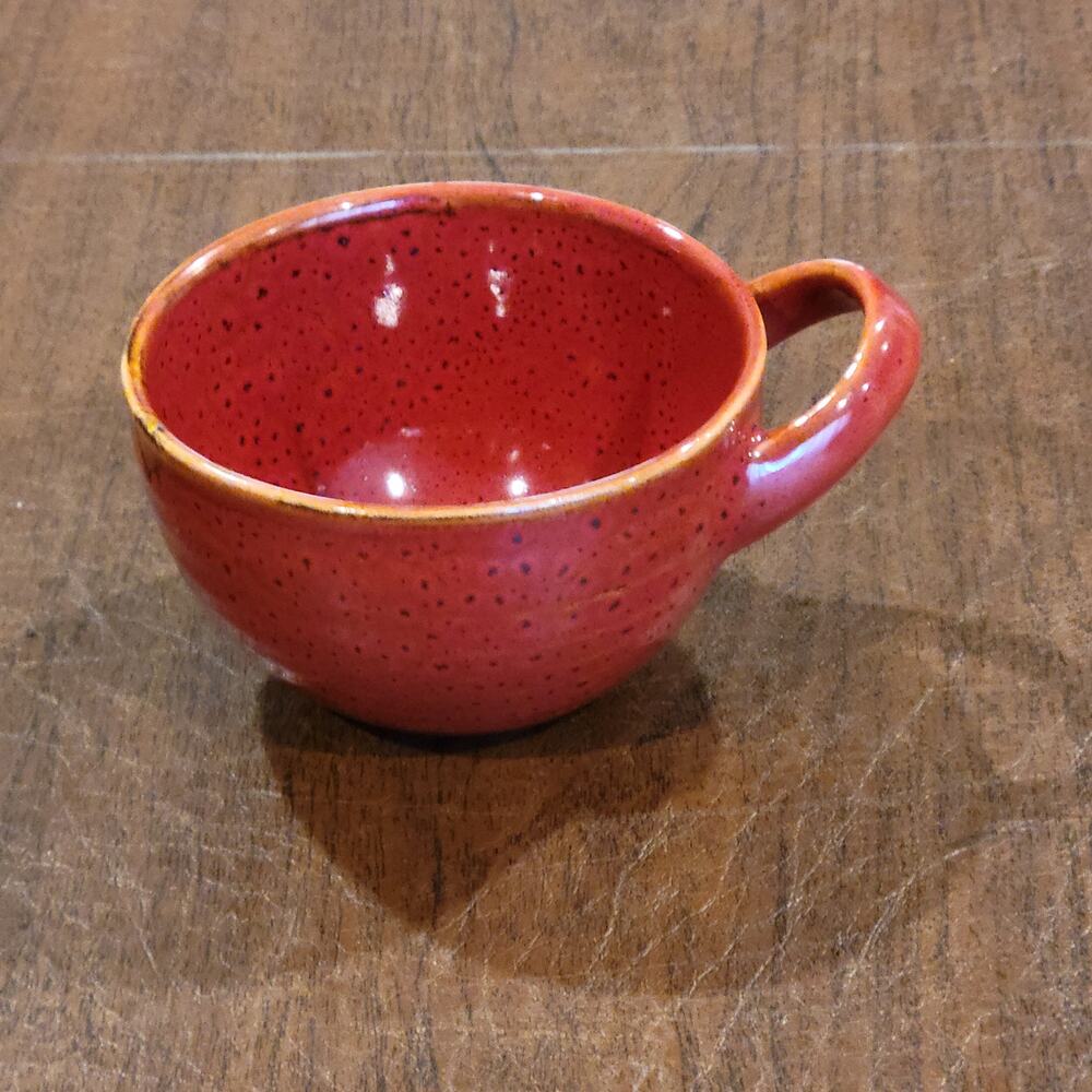 Starbucks Round Rice Soup Bowl Coffee mug Red Speckle 2011 8 Oz Hand Painted
